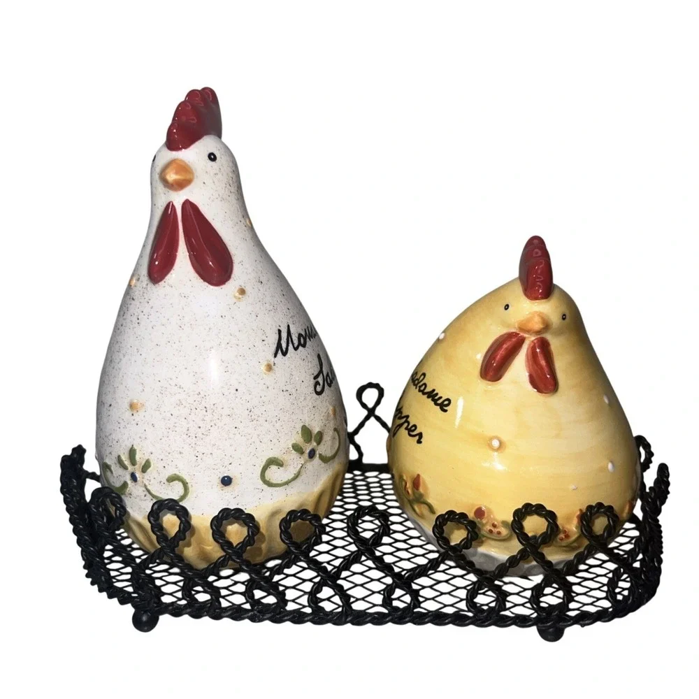 Grasslands Road Monsieur Salt Madame Pepper‎ Shaker Set Tray